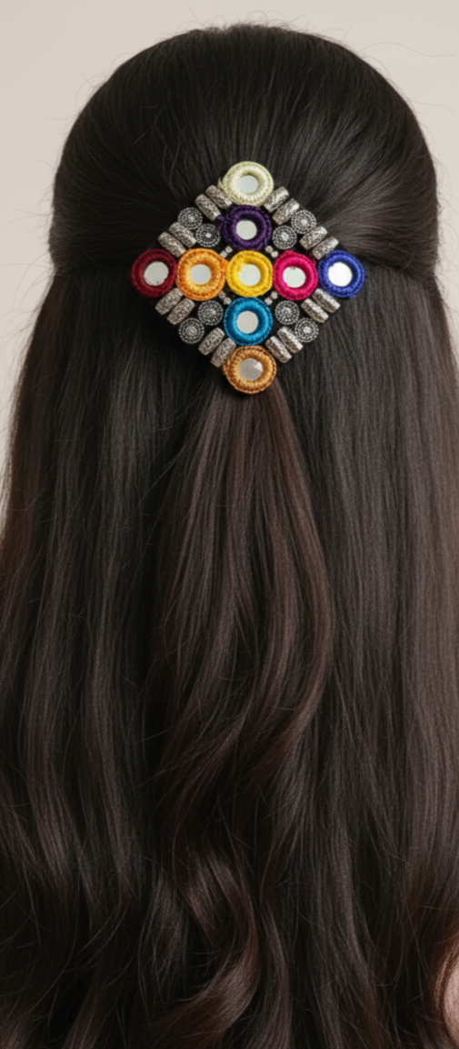 Hair Brooch -PC3 -Diamond Shaped Multicolored