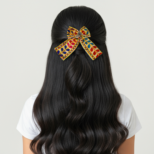Hair Bow Clip - PC4 - Multicolored clothed bow