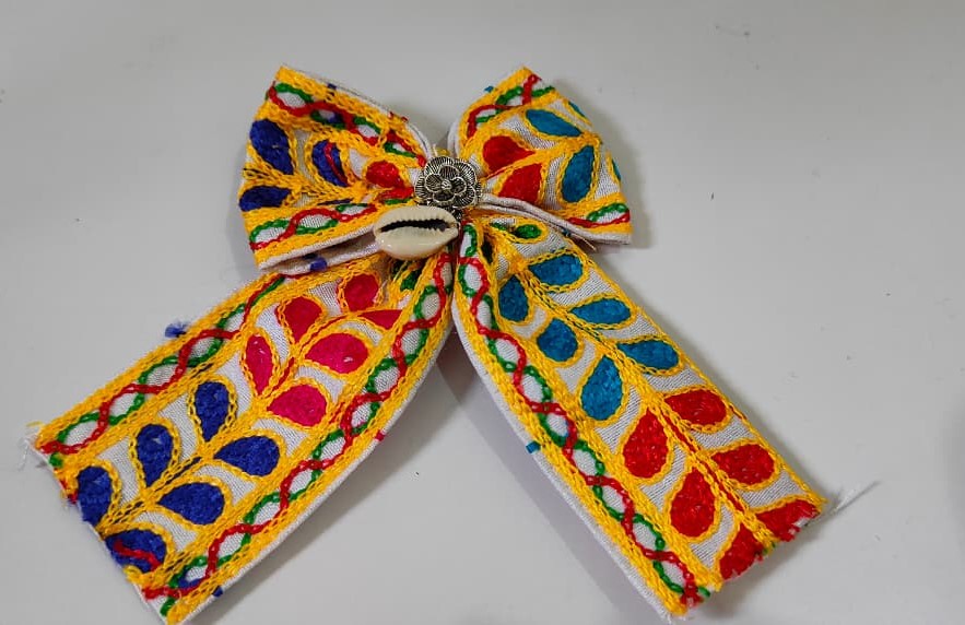 Hair Bow Clip - PC4 - Multicolored clothed bow